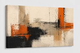 FC Design - Large Canvas 24x36" Abstract Grunge Beige Black Orange Brush Art Painting Home Wall Décor - MultiColor