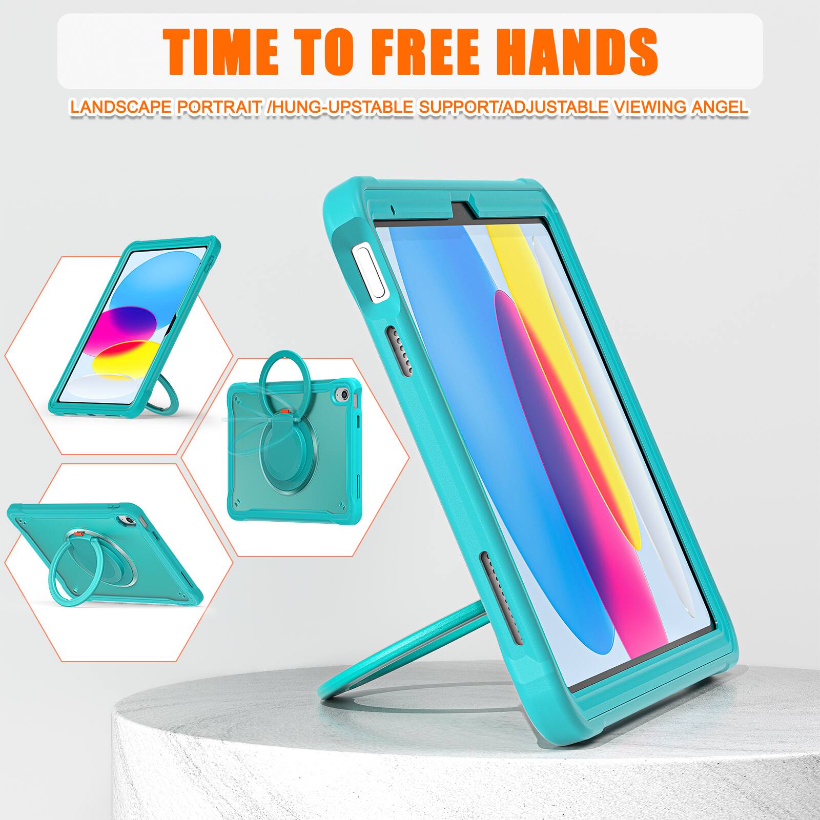 TIME TO FREE HANDS  
LANDSCAPE PORTRAIT / HUNG-UPSTABLE SUPPORT / ADJUSTABLE VIEWING ANGLE