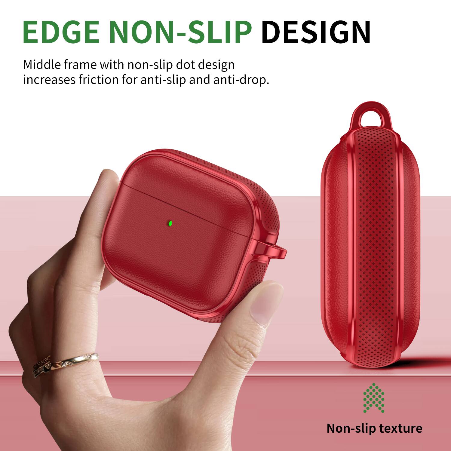 EDGE NON-SLIP DESIGN

Middle frame with non-slip dot design increases friction for anti-slip and anti-drop.

Non-slip texture