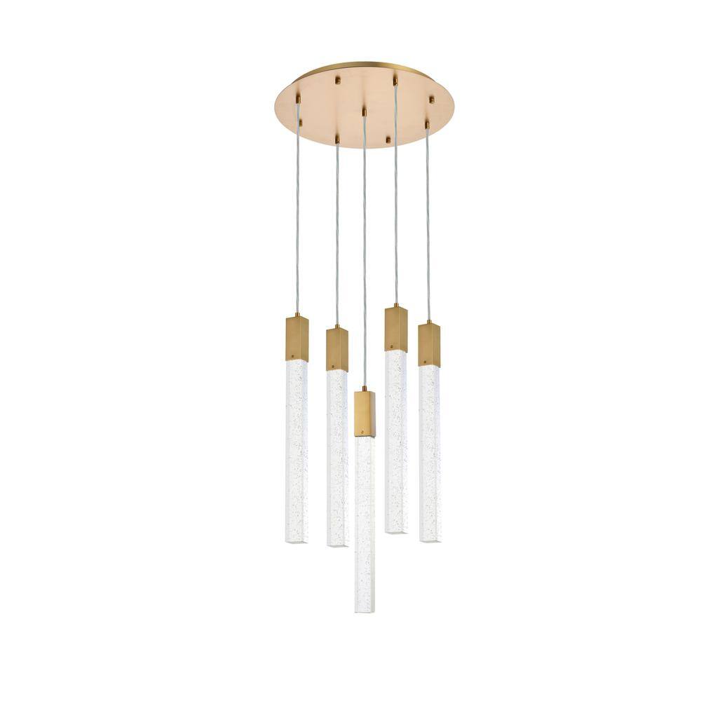 Back. Elegant Lighting - Weston 5 lights pendant in satin gold - Satin Gold.