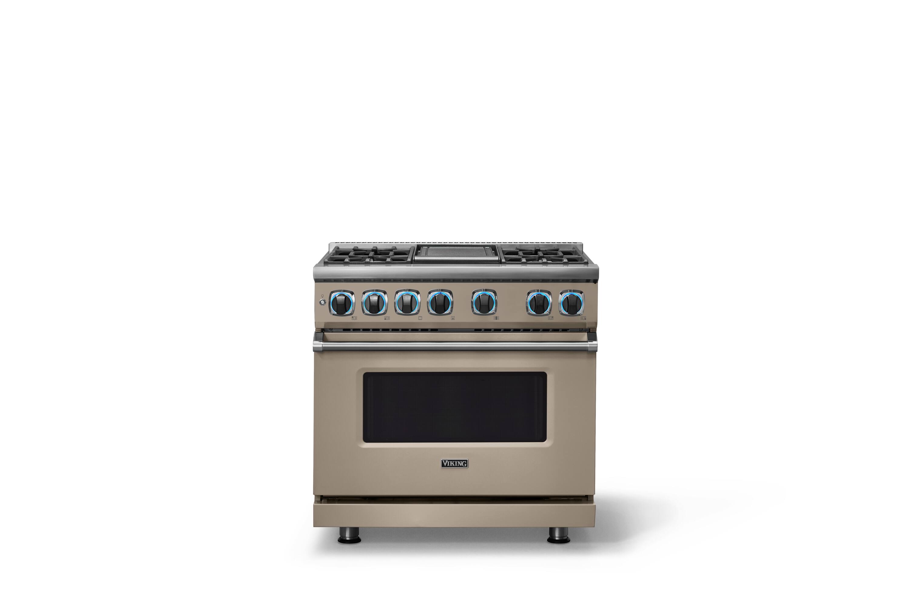 Alt View 4. Viking - 36 in. Wide 4 Burner Dual Fuel Sealed Burner Range with Griddle - Nantucket.