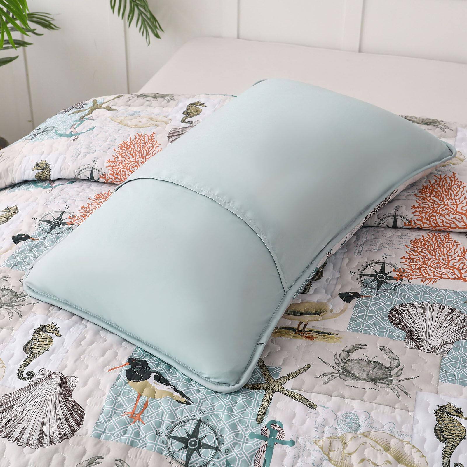 Alt View 3. Cedar Assembly - King Quilt Bedding Set 3 Piece Summer Nautical Beach Lightweight For All Season Reversible Microfiber - Beige Patchwork-King.