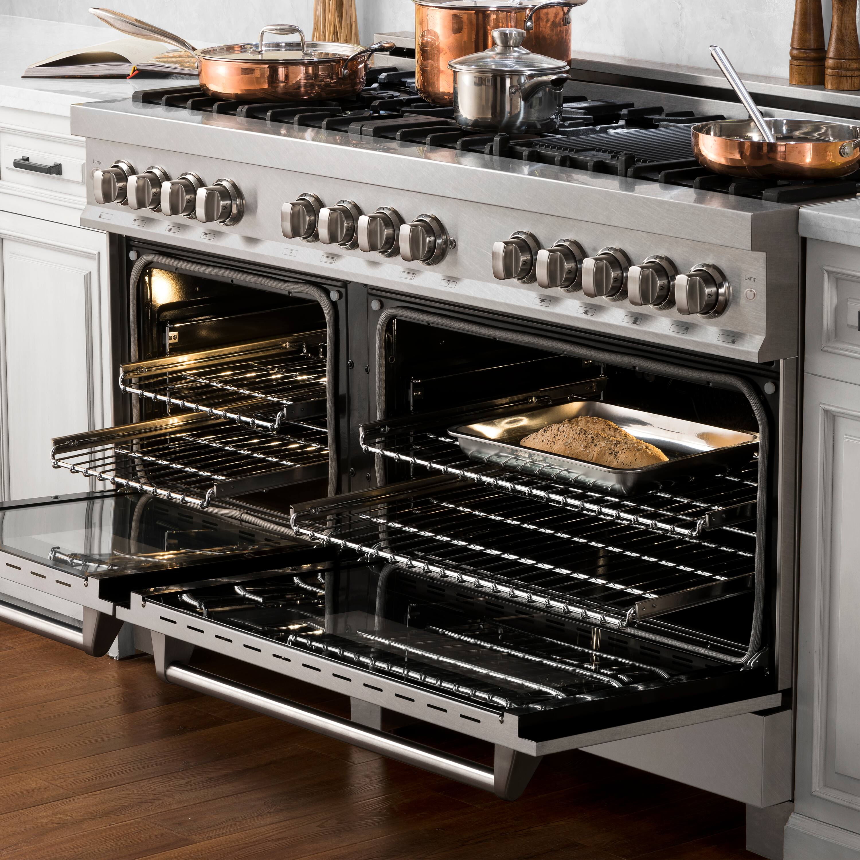 Alt View 22. ZLINE - ZLINE 60 in. Legacy Dual Fuel Range with 9 Burners and 2 Ovens (RAS-SN-60) - Satin Stainless Steel.