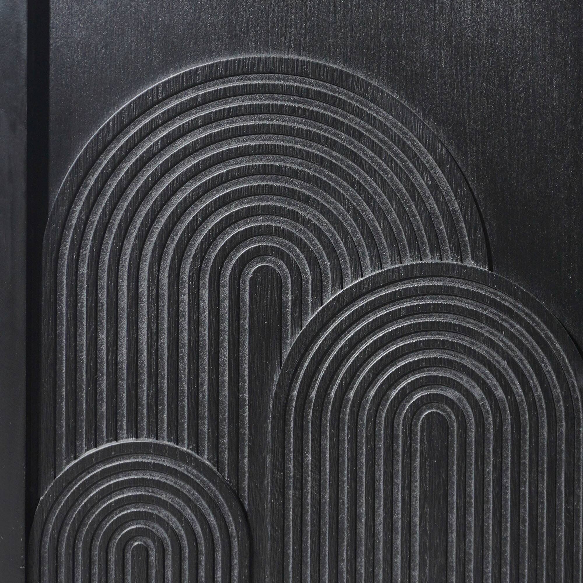 Alt View 5. GOODSILO - Modern Wood Storage Cabinet with Embossed Door Design for Living Room Bedroom or Entryway - Black.