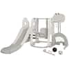 Front. Costway - Costway 6 in 1 Toddler Slide and Swing Set Climber Playset w/ Ball Games - White.
