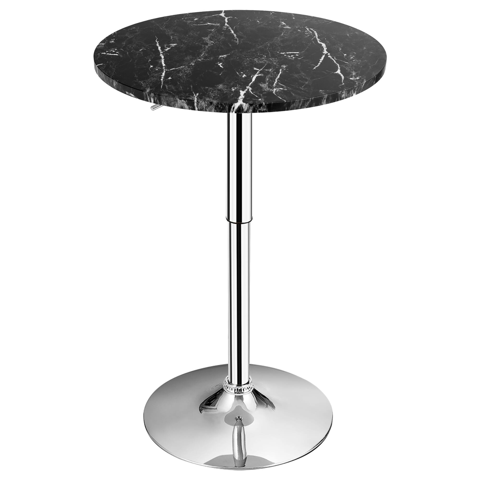 Alt View 2. Costway - 4PCS Round Bistro Bar Table Height Adjustable 360-degree Swivel - Black.