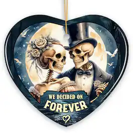 OrnamentallyYou - Artistic Skeleton Couple We Decided On Forever Ornament Gothic Christmas Gift Heart - Multi-colored