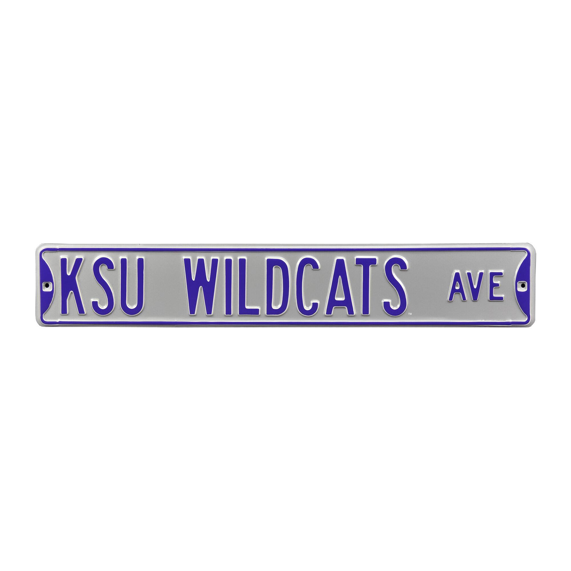 Silver Kansas State Wildcats 6" x 36" College Ave Team Street Sign