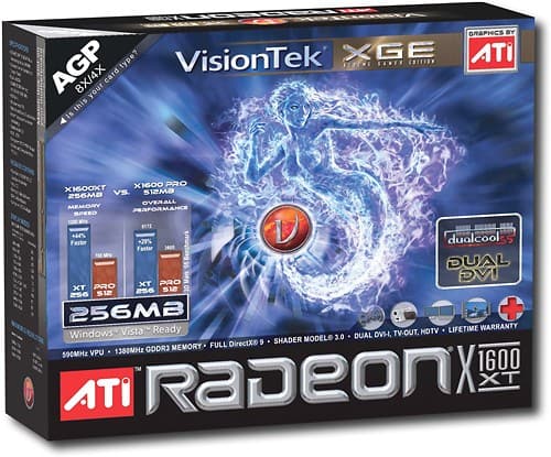 Best Buy VisionTek RADEON X1600XT XGE Graphics Card VTK X1600XT256AGP