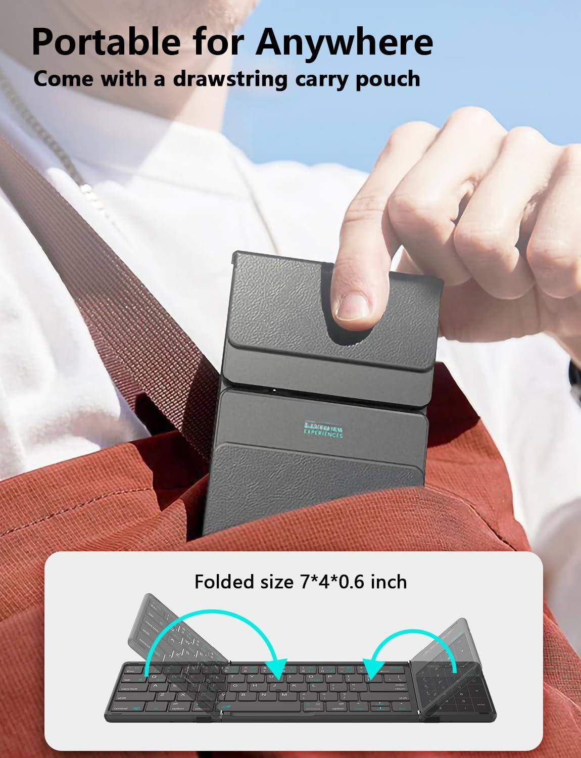 Portable for Anywhere  
Come with a drawstring carry pouch  

Folded size 7*4*0.6 inch