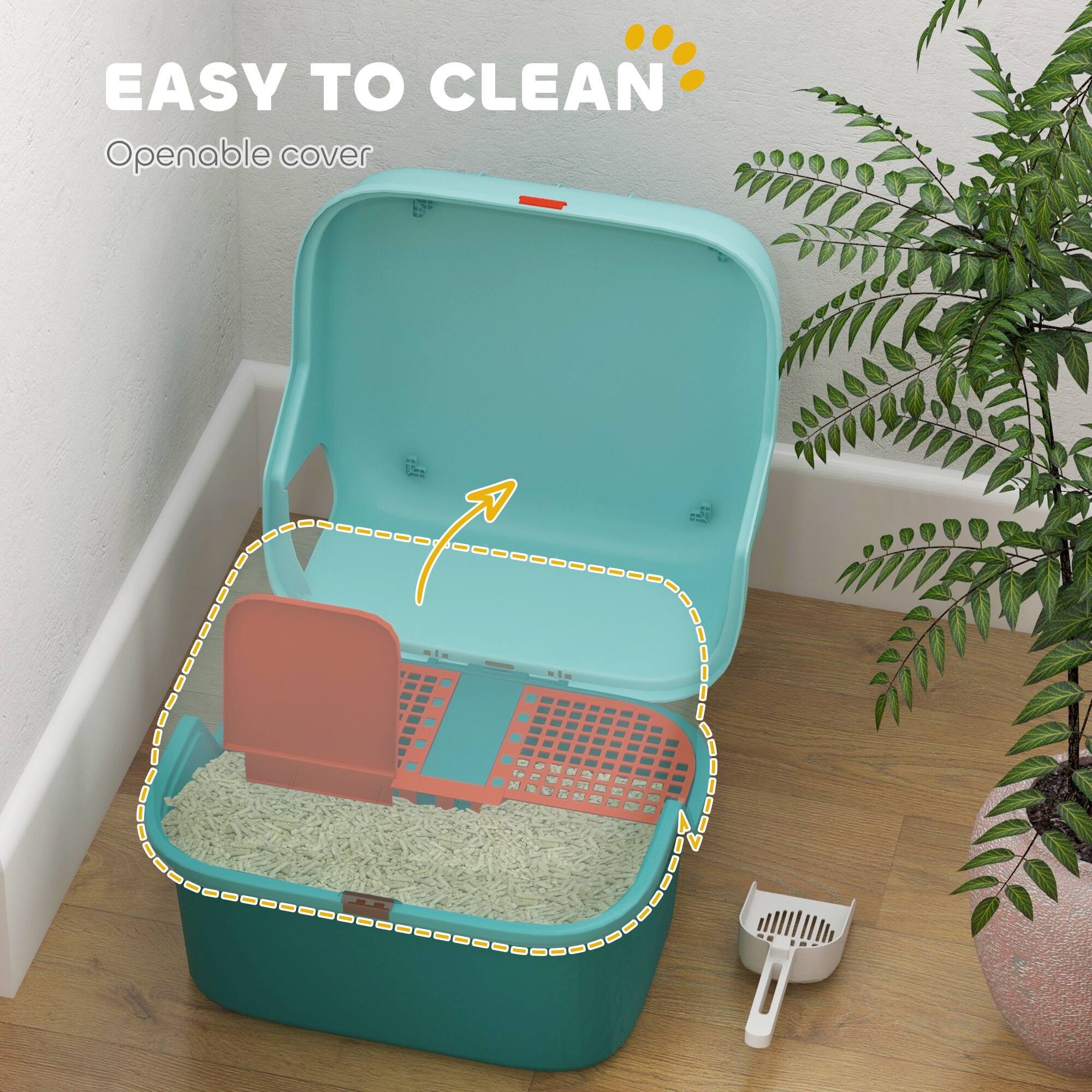 Tiramisubest Cat Litter Box,Covered Litter Box with Lid,Scoop,Easy to ...