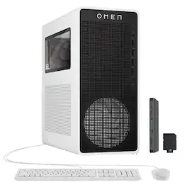 HP OMEN - 16L Gaming Desktop,AMD Ryzen 7 8700F,NVIDIA GeForce RTX 5060,64GB DDR5,2TB SSD+1TB Dock Station,Win 11 Pro - White