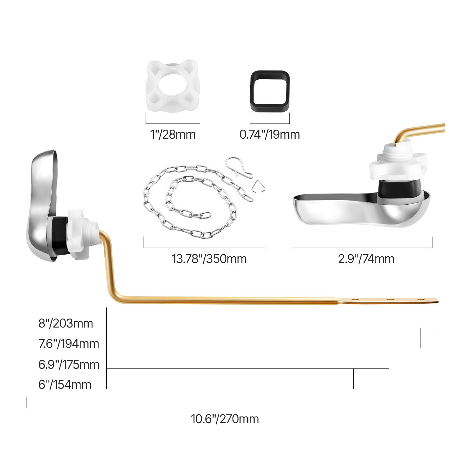 1"/28mm  
0.74"/19mm  
13.78"/350mm  
2.9"/74mm  
8"/203mm  
7.6"/194mm  
6.9"/175mm  
6"/154mm  
10.6"/270mm