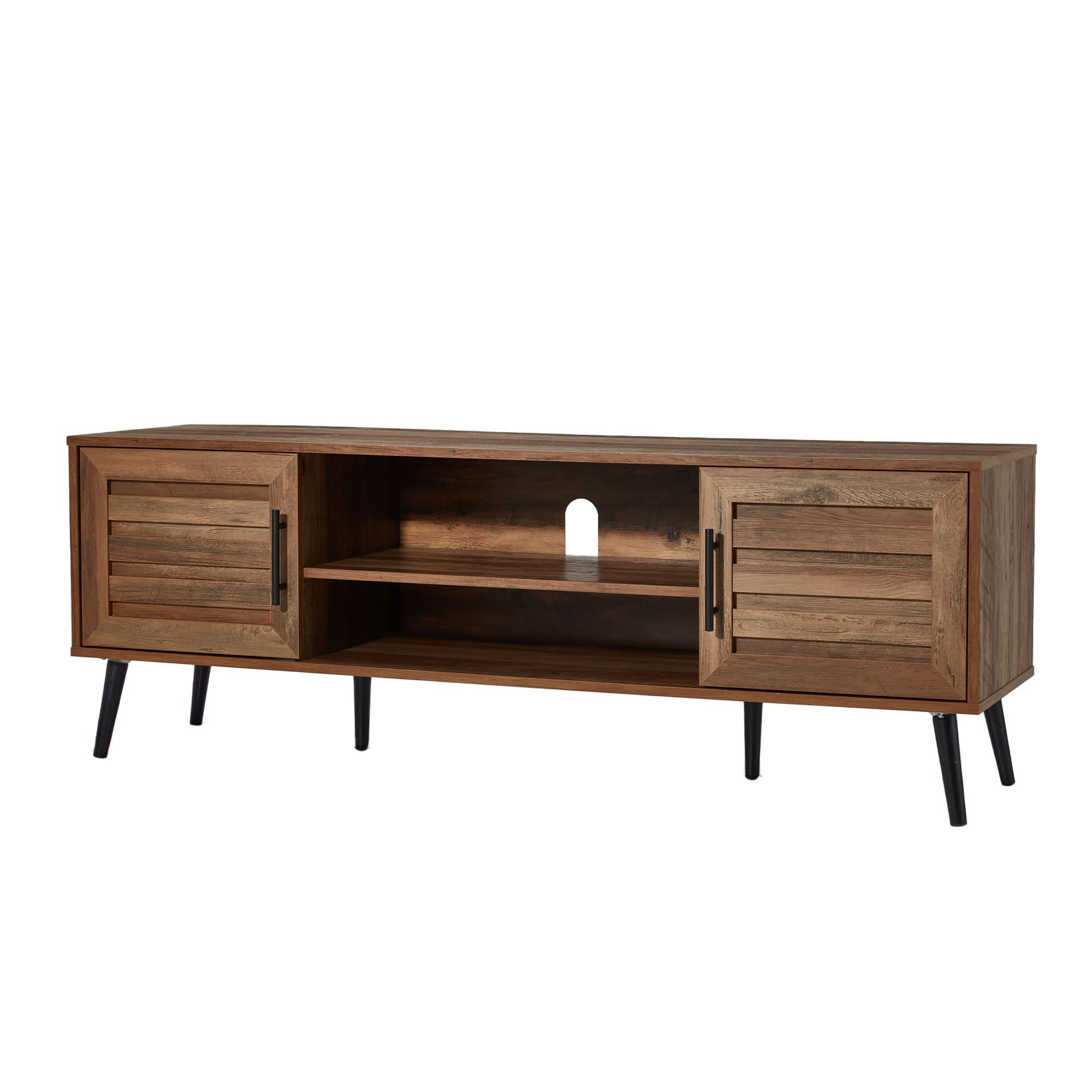 JOMEED - Mid Century Modern Wooden TV Entertainment Console with Storage Shelf - Walnut