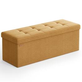 Songmics Home - MAZIE Collection - Storage Ottoman Bench, 43 Inches Folding Foot Rest Stool, End of Bed Bench, Easy Assembly,Entryway - Ginger