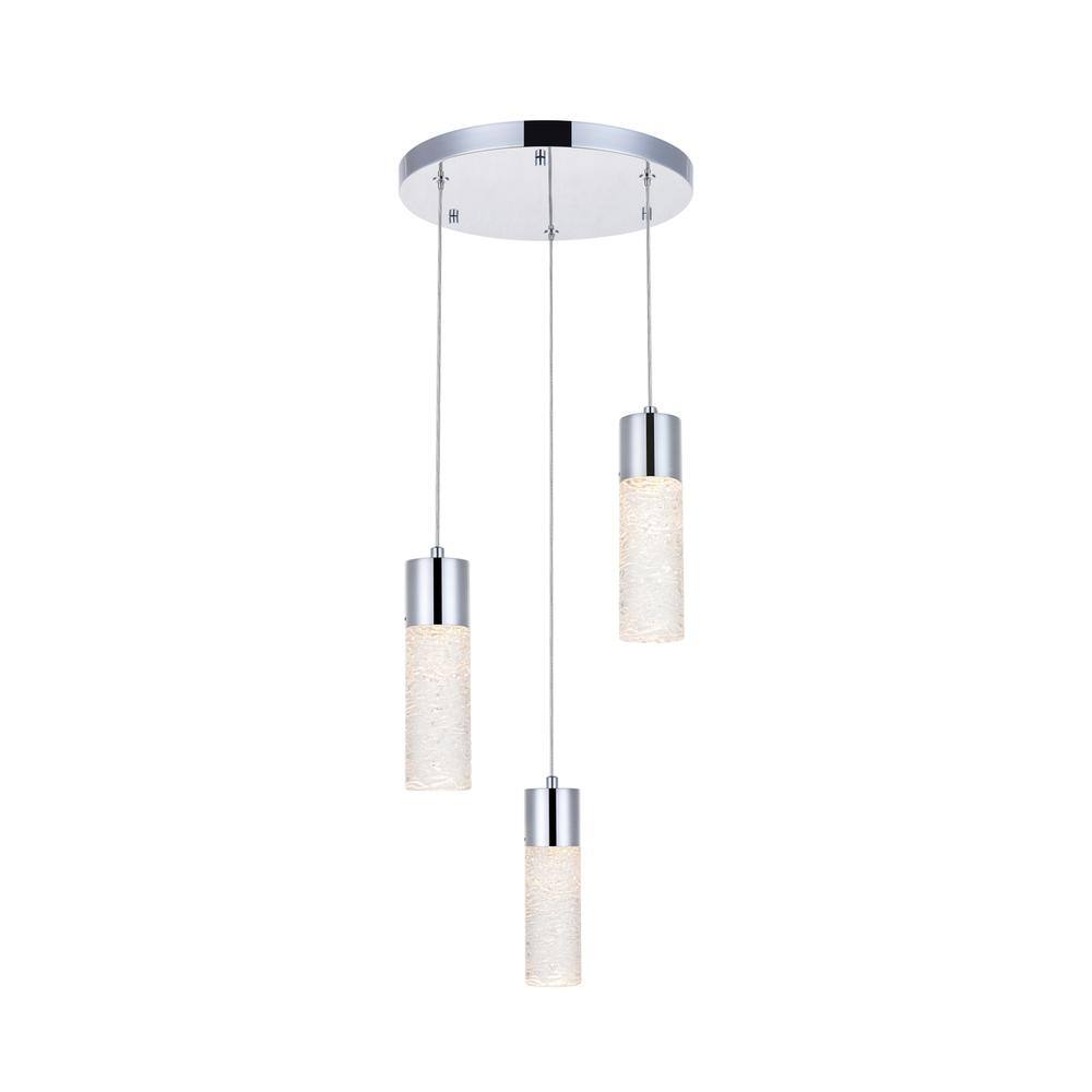 Left. Elegant Lighting - Constellation 3 light Chrome LED Pendant - Chrome.
