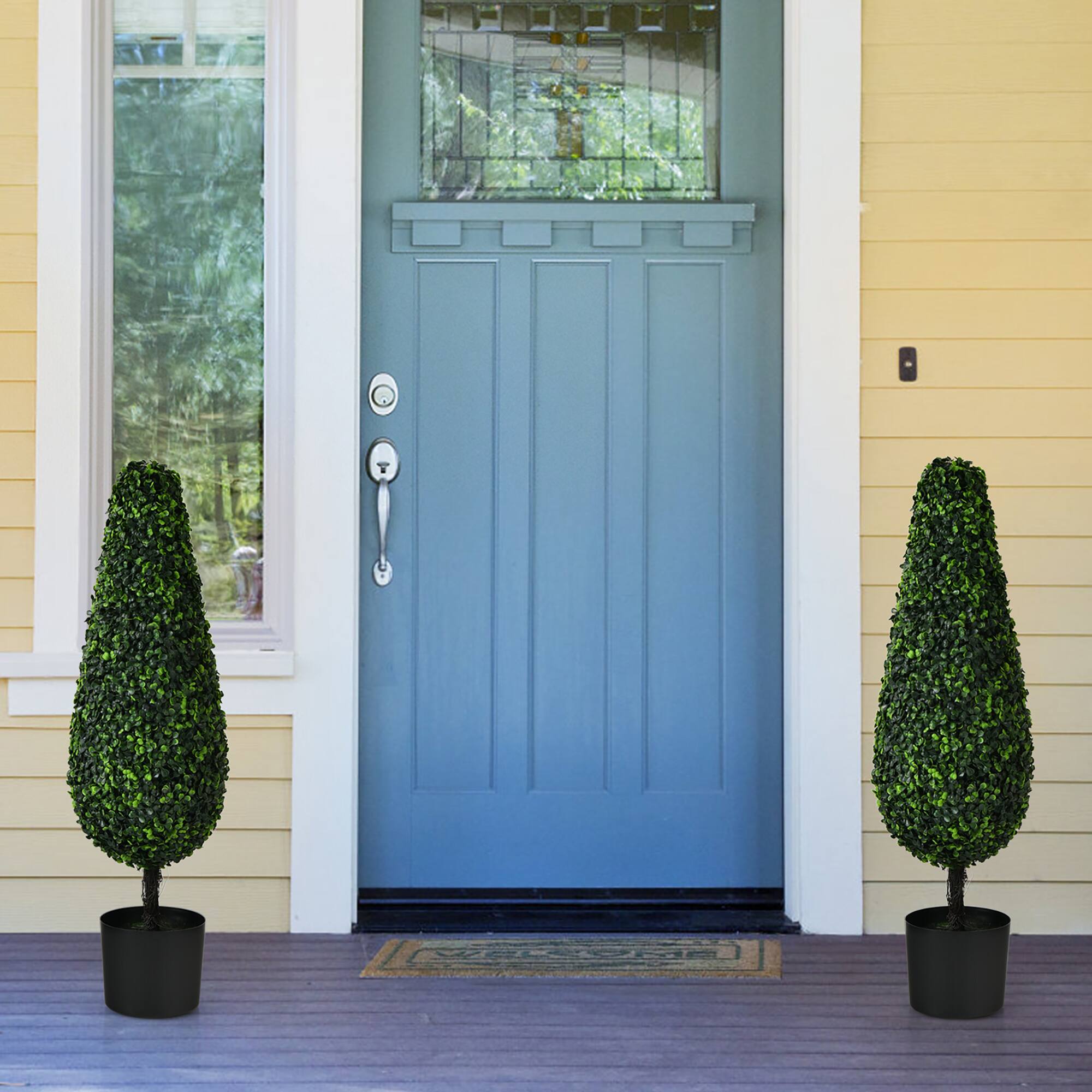 Alt View 1. Costway - Costway 2 Pack 3FT Artificial Tower Topiary Tree UV Resistant Indoor Outdoor - Green.