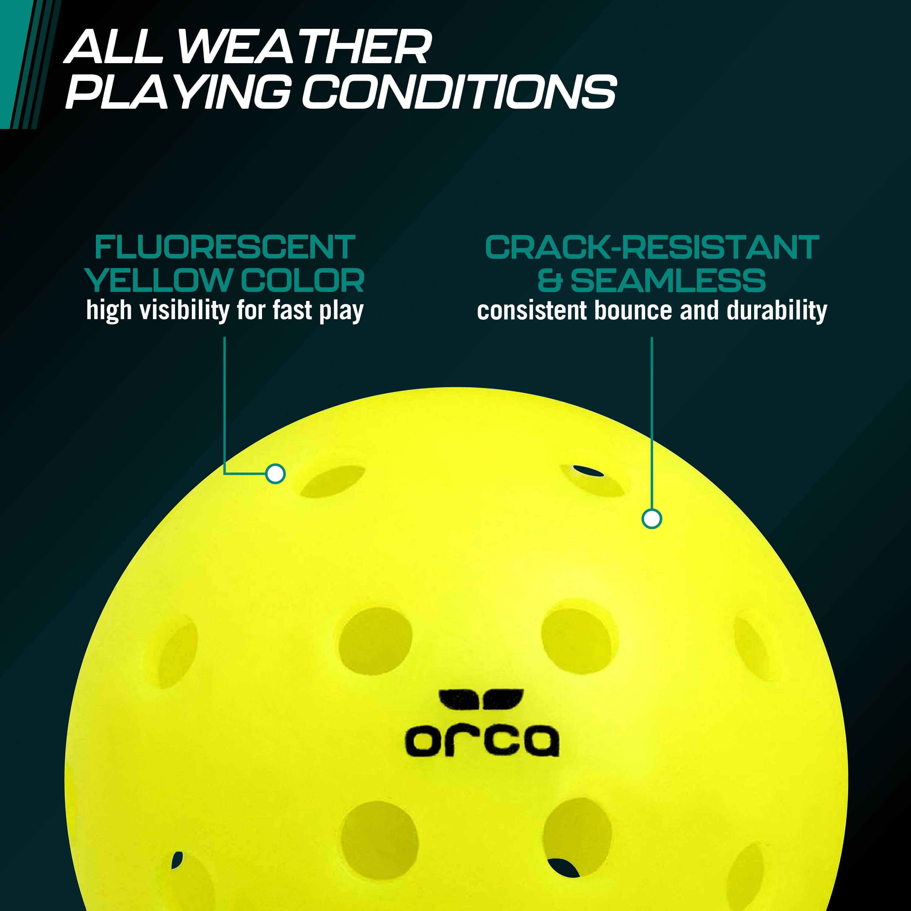 All Weather Playing Conditions: Fluorescent, Crack-Resistant, Yellow Color & Seamless High Visibility for Fast Play, Consistent Bounce and Durability.