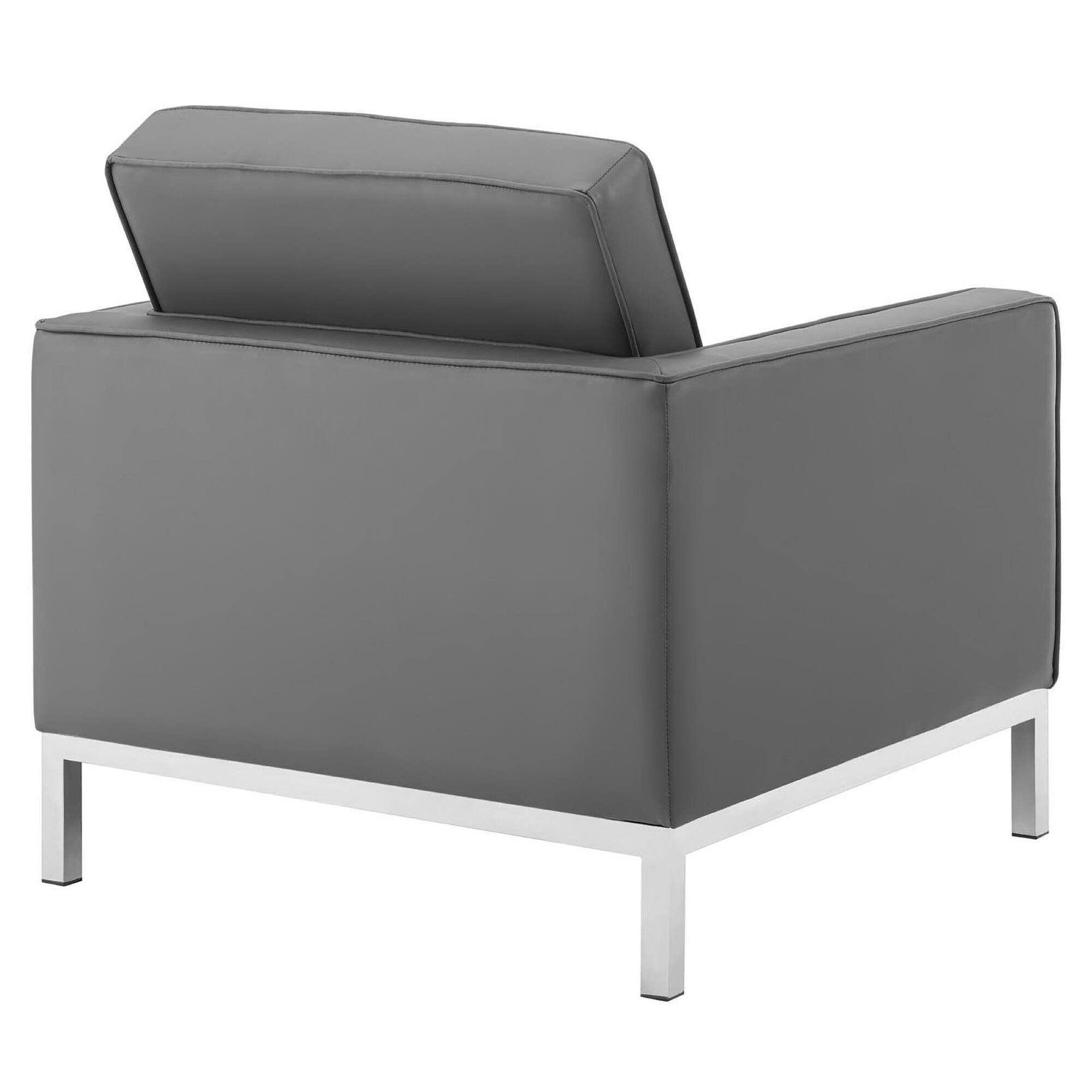 Back. Modway - Loft Tufted Vegan Leather Armchairs Set of 2 by Modway - Gray.