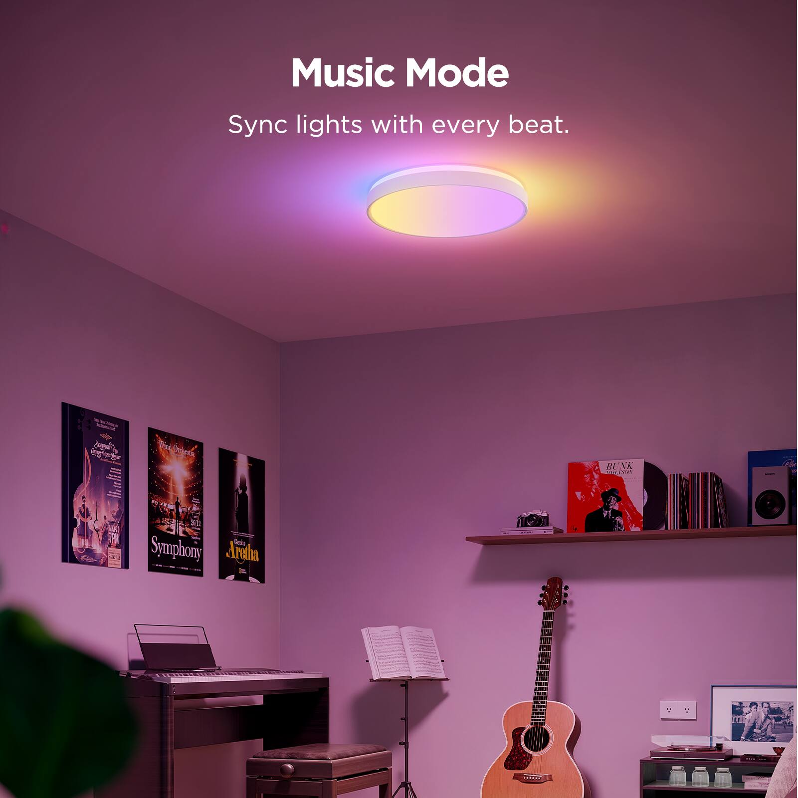 Music Mode  
Sync lights with every beat.