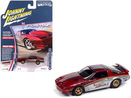 Johnny Lightning - 1987 Pontiac Firebird GTA King of the Jungle Red & Silver Metallic w/ Graphics Muscle Cars USA 1/64 Diecast Model Car - Red and Silver Metallic