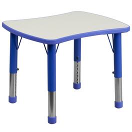Emma + Oliver - 21.875"W x 26.625"L Rectangular Plastic Height Adjustable Activity Table - Blue