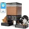 Oneisall - 5L/169oz Wi-Fi Dual Bowl Automatic Cat Feeder,App Control,Stainless Steel,Voice Recording,Timed Feeding, Dual Power - Black