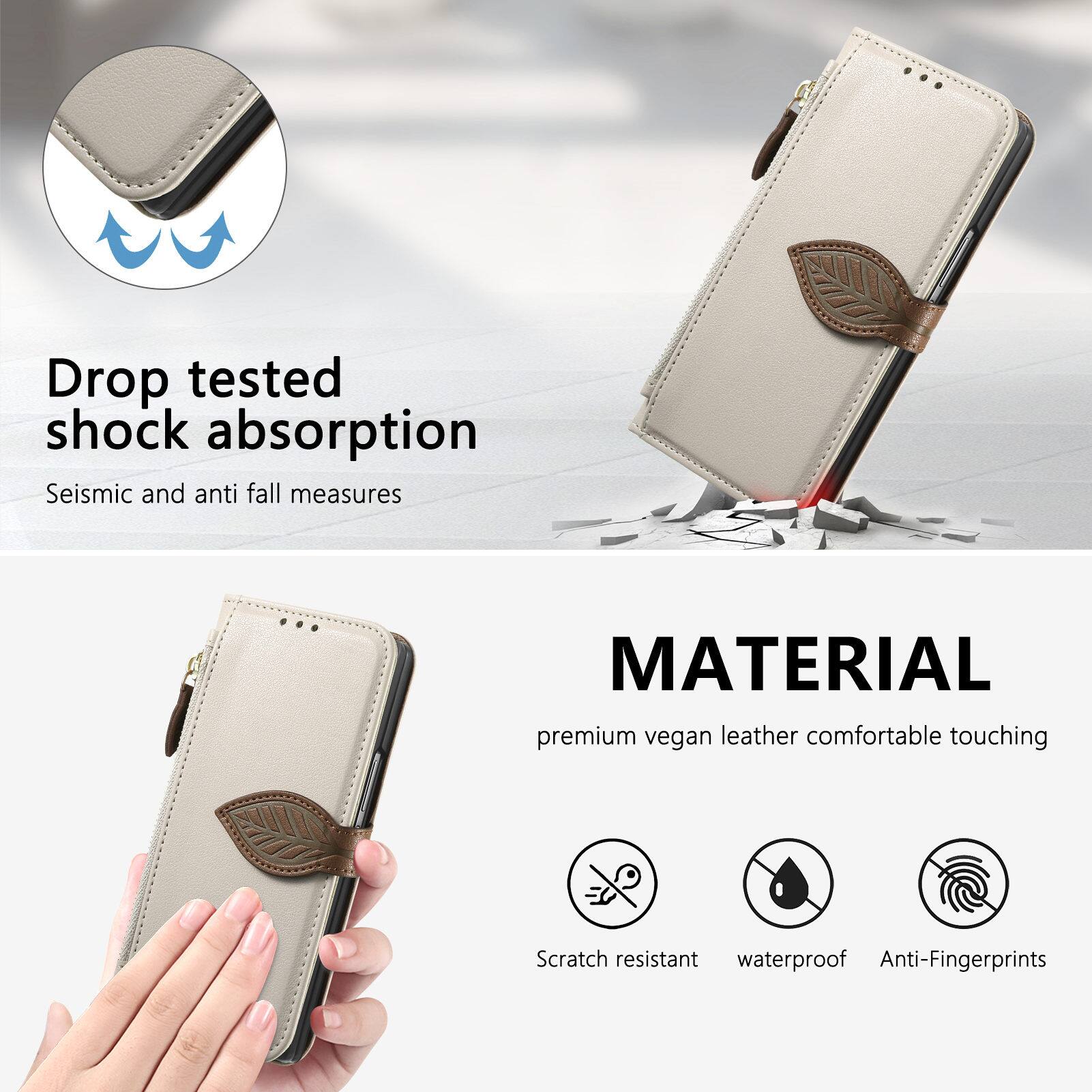 Drop tested shock absorption  
Seismic and anti fall measures

MATERIAL  
premium vegan leather comfortable touching

Scratch resistant  
waterproof  
Anti-Fingerprints