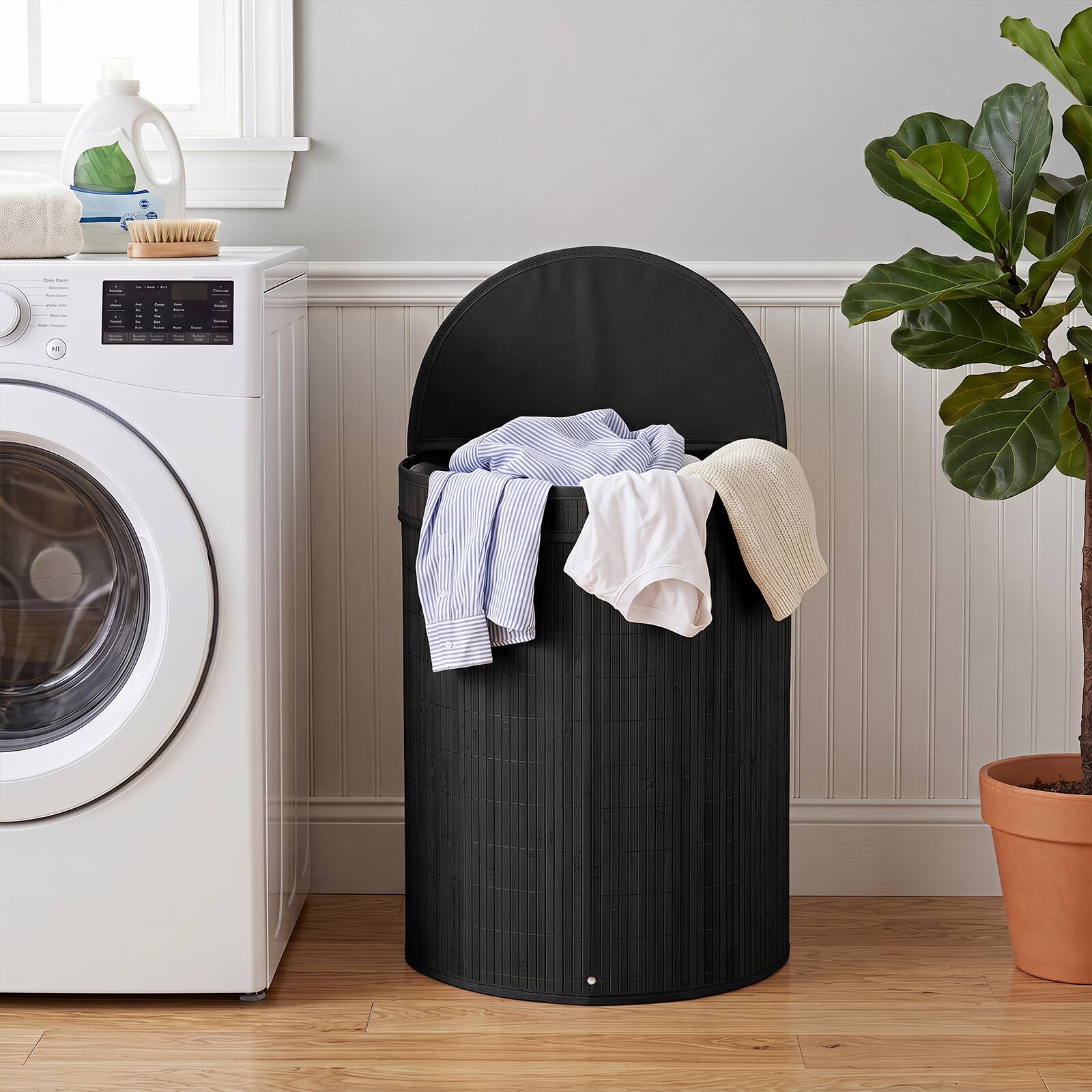 Alt View 1. Costway - Costway 16 Gal Capacity Clothes Hamper with Removable Liner, Metal Frame, Zippered Lid - Black.