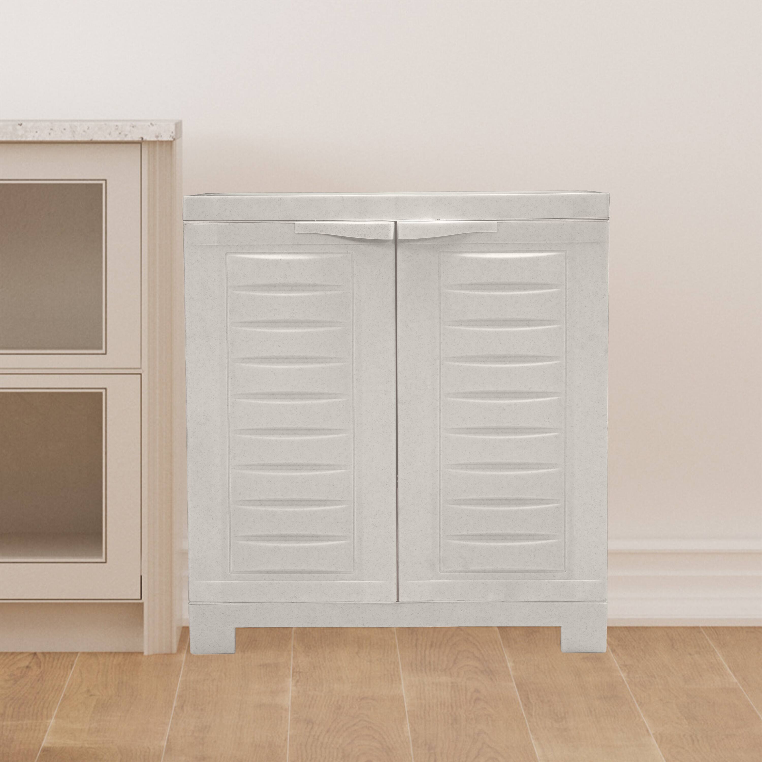 Alt View 8. Sunnydaze - Heavy-Duty Storage Cabinet with Adjustable Shelf - Speckled White.