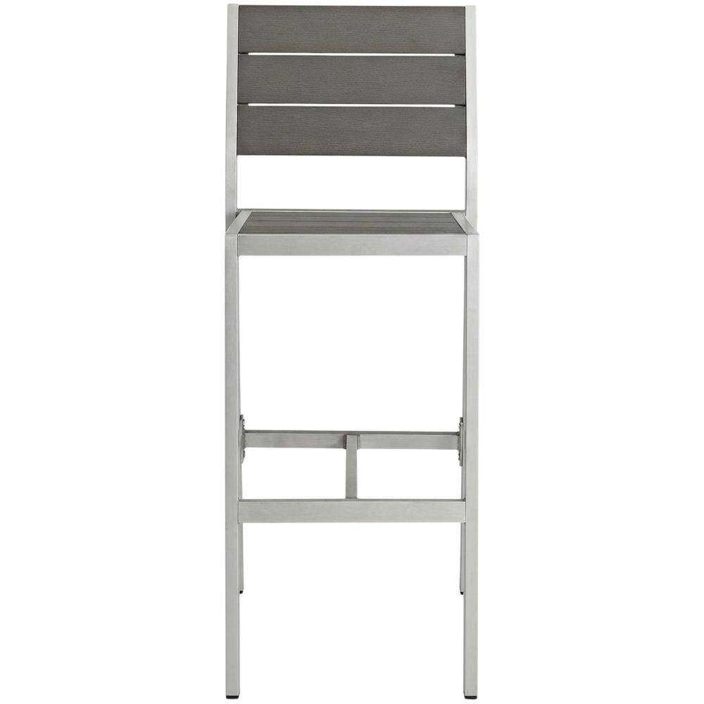 Back. Outdoor Escape - Aluminum Outdoor Bar Stool With Backrest And Lightweight Design - Gray.