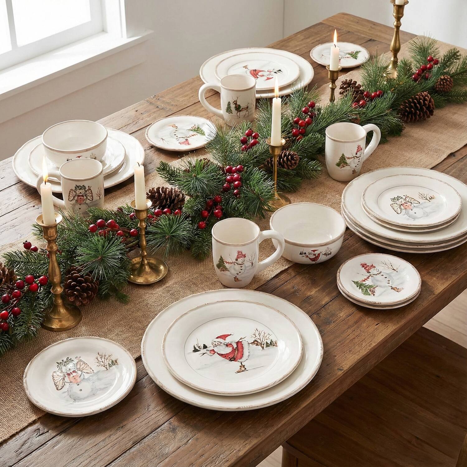 Left. American Atelier - Christmas Twig 20-Piece Dinnerware Set - Clear.