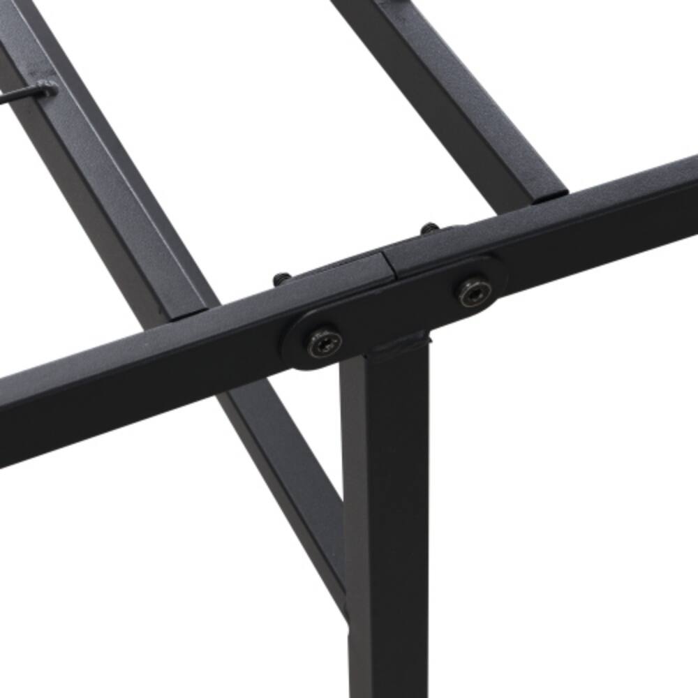 Left. LUCKY ONE - Queen Size Steel Platform Bed Frame with Under-Bed Storage, Heavy Duty Metal Slats, Noise-Free, No Box Spring Needed - Black.