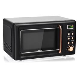 Forest'nSky - 700W Retro Style Microwave Oven Countertop, Auto Cooking & 5 Power Settings, Compact for Small Spaces - Black