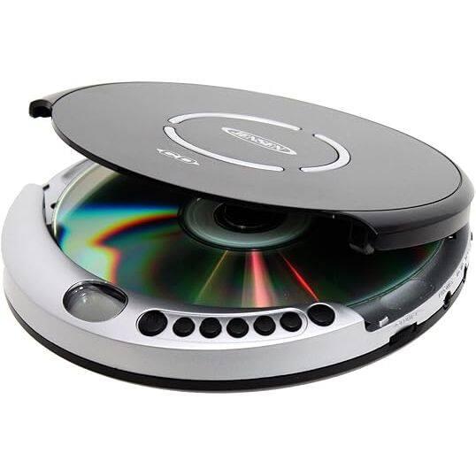 Left. Jensen - Compact Bluetooth CD Player CD-R/RW FM Radio Bass Boost Antiskip Protection LCD Display Programmable Memory - Black.