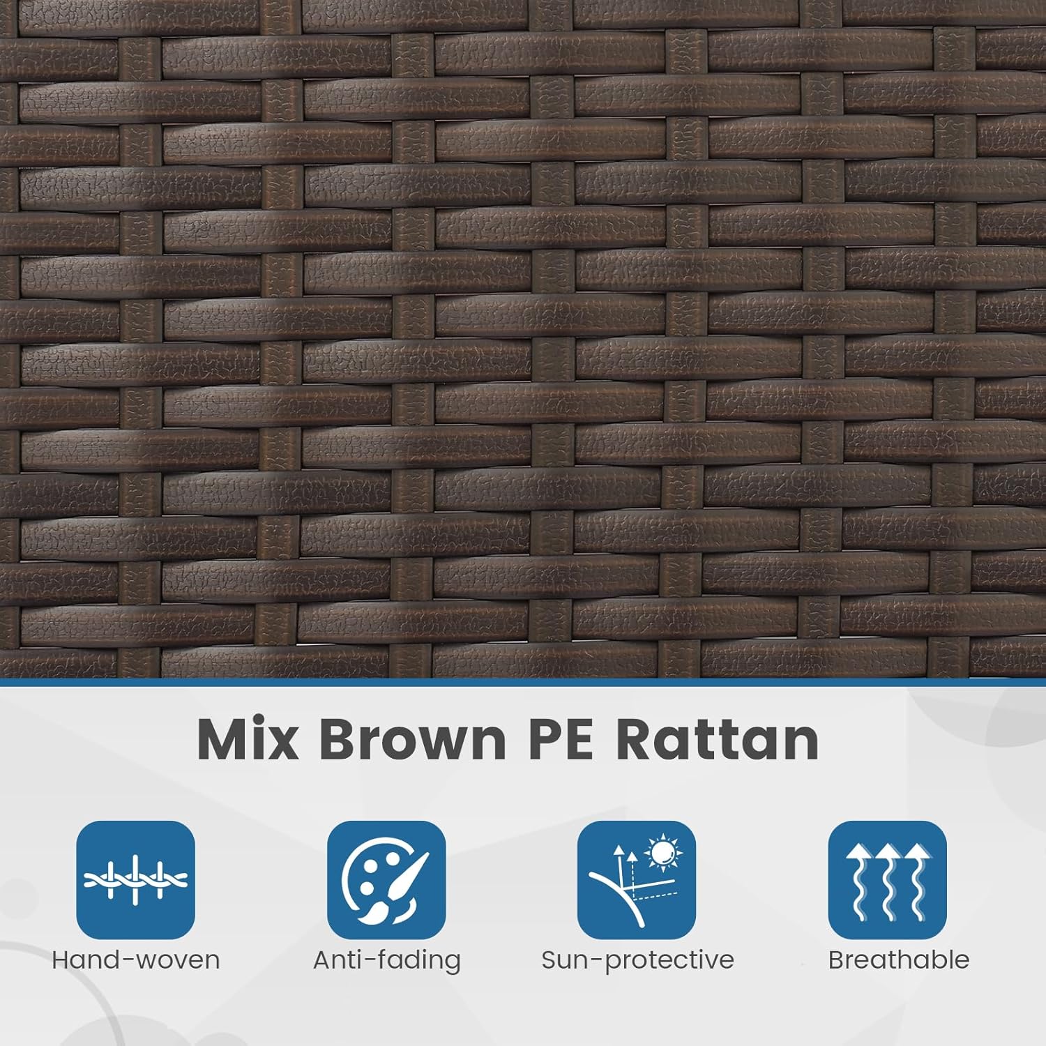 Mix Brown PE Rattan, Hand-woven, Anti-fading, Sun-protective, Breathable