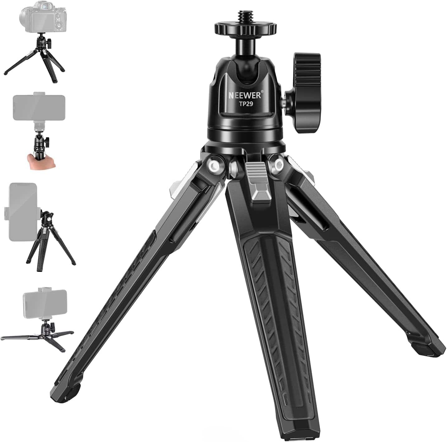 Neewer - Mini Metal Table Tripod with 360° Ball Head for Vertical Video, Portable for Camera/Phone/Action Cam, 6.6lb Load