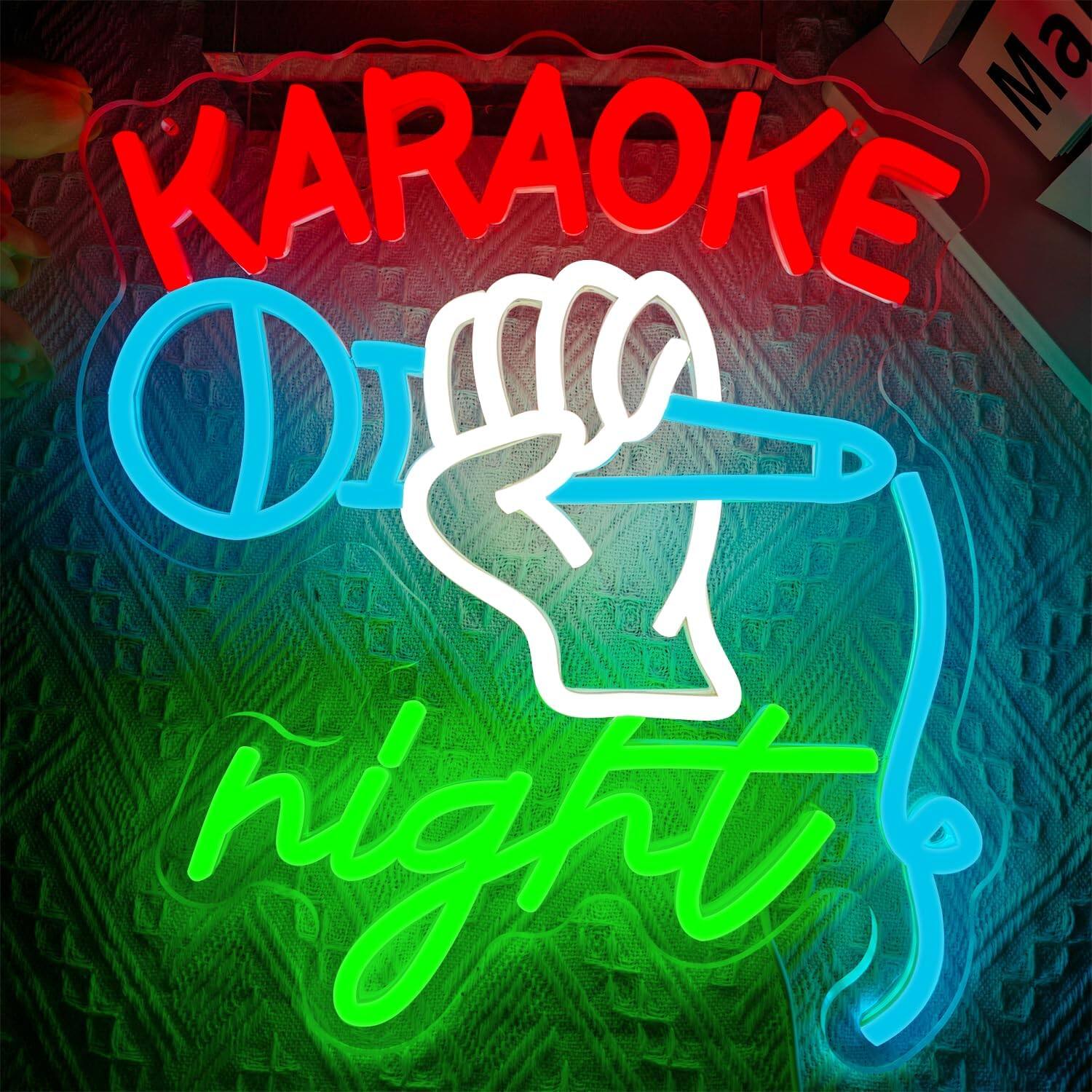 Auledio - Karaoke night neon sign, dimmable karaoke LED light, suitable for karaoke party, music room decoration - Multicolor