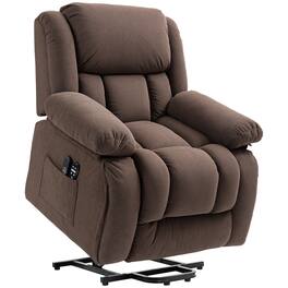 Homcom - Heated Lift Recliner: Massage+Heat Overstuffed Fabric w/USB Port & Remote, Pocket Spring - Brown