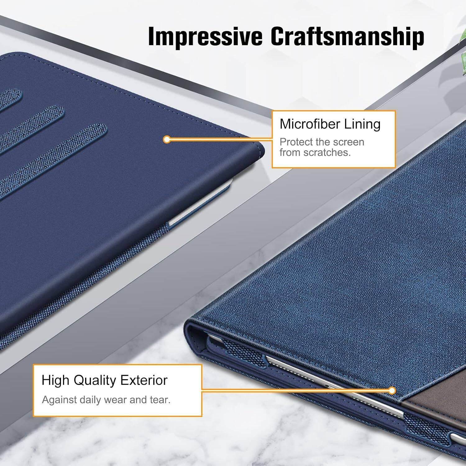 Impressive Craftsmanship

Microfiber Lining
Protect the screen from scratches.

High Quality Exterior
Against daily wear and tear.