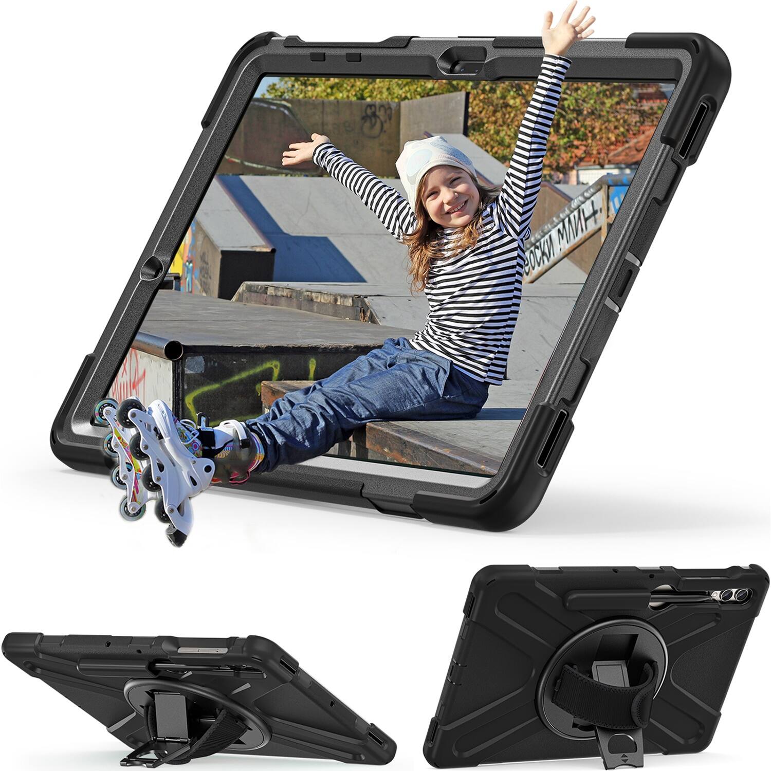 Alt View 11. SaharaCase - DEFENSE-X Series Case for Samsung Galaxy Tab S10+, Tab S9+, Tab S9 FE+, and Tab S8+ - Black.