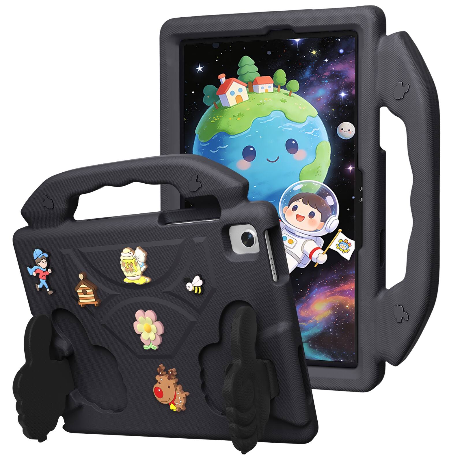 Angle. UUCOVER - Kids Case for Samsung Galaxy Tab A11+ 11-inch 2025 X230/X236/X238 Shockproof EVA Handle Stand Anti-Slip Protective Cover - Black.
