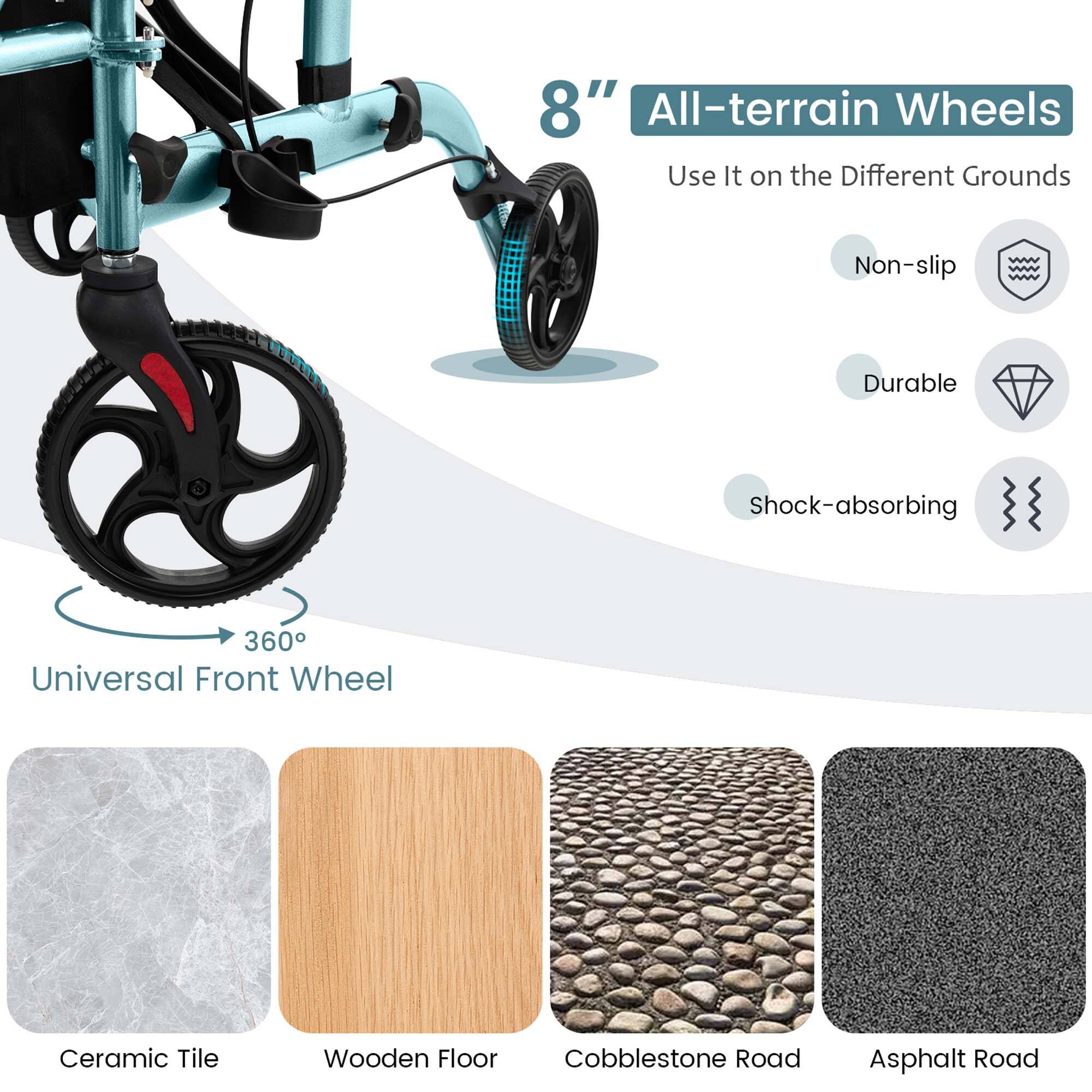 8" All-terrain Wheels Use It on the Different Grounds Non-slip Durable Shock-absorbing 360 Universal Front Wheel Ceramic Tile Wooden Floor Cobblestone Road Asphalt Road