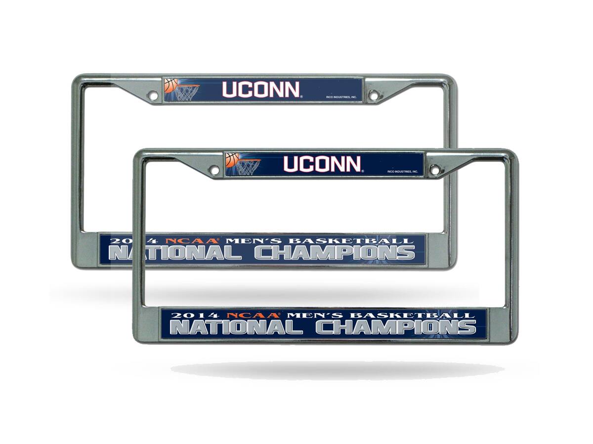 UCONN Huskies 2014 Mens Basketball Champs (Set of 2) Chrome License Plate Frames - University of Connecticut
