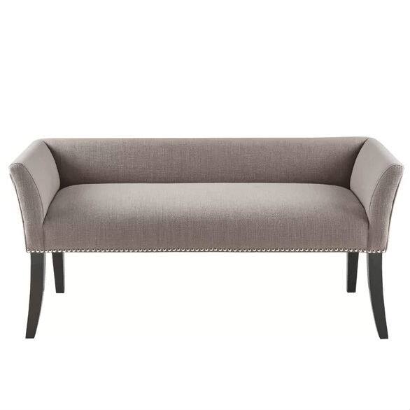 Angle. Hivvago - Modern Mid-Century Upholstered Accent Bench - Grey.