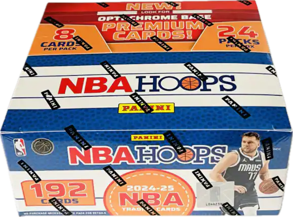 NEW LOOK FOR OPT CHROME BASE PREMIUM CARDS! 8 CARDS PER PACK 24 PACKS PER BOX NBA HOOPS PANINI 2024-25 NBA TRADITIONAL CARDS 192 CARDS NO PURCHASE NECESSARY. SEE PACK FOR DETAILS.