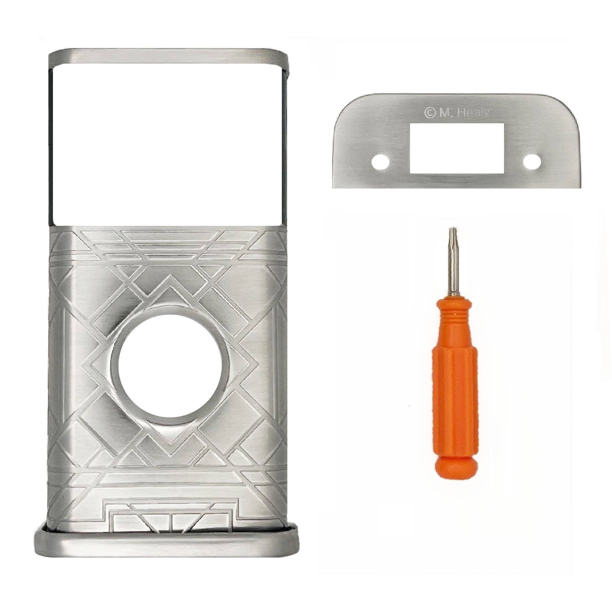 Back. Michael Healy - Art Deco Video Doorbell Cover (Ring 2nd Gen) - Nickel Silver.