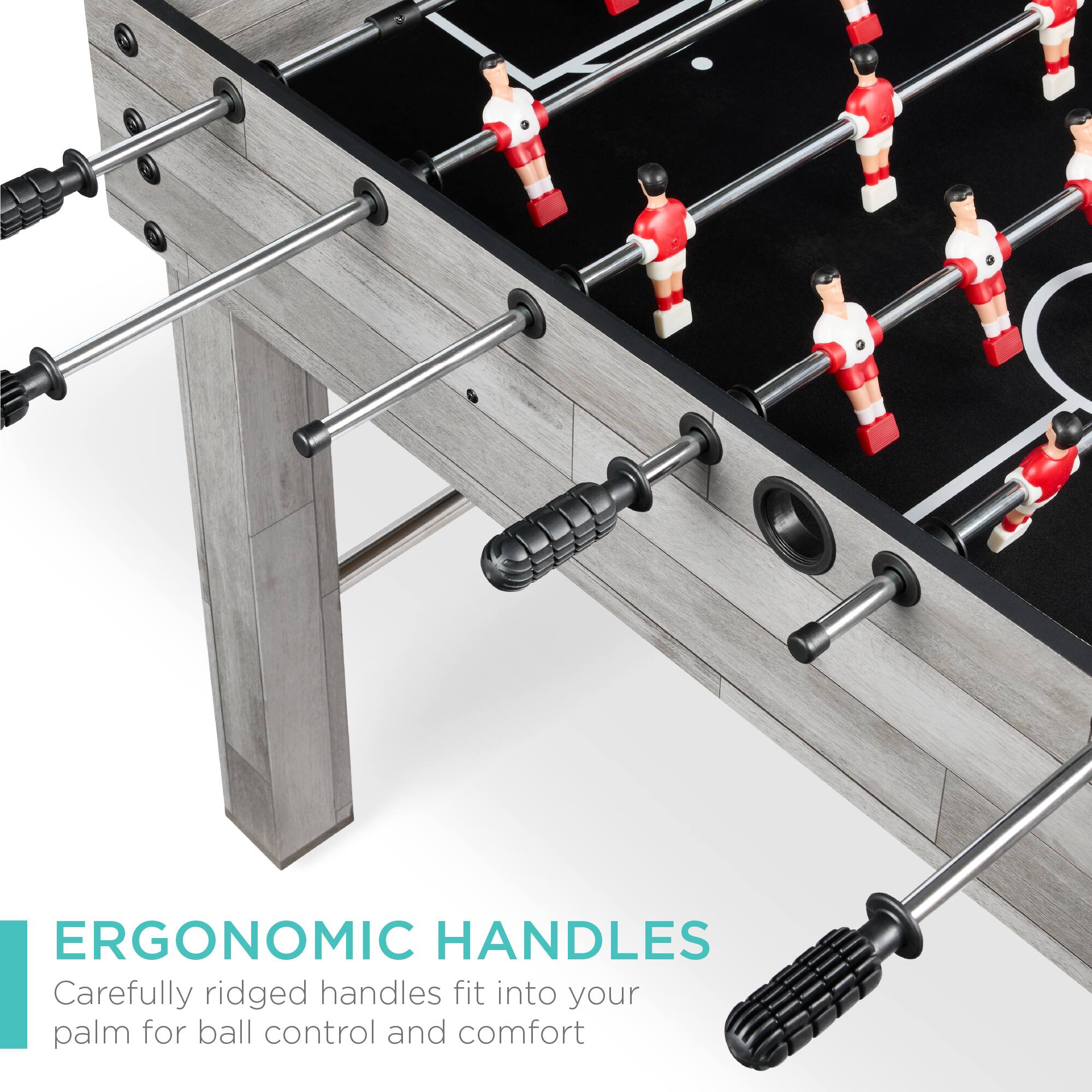 ERGONOMIC HANDLES
Carefully ridged handles fit into your palm for ball control and comfort.