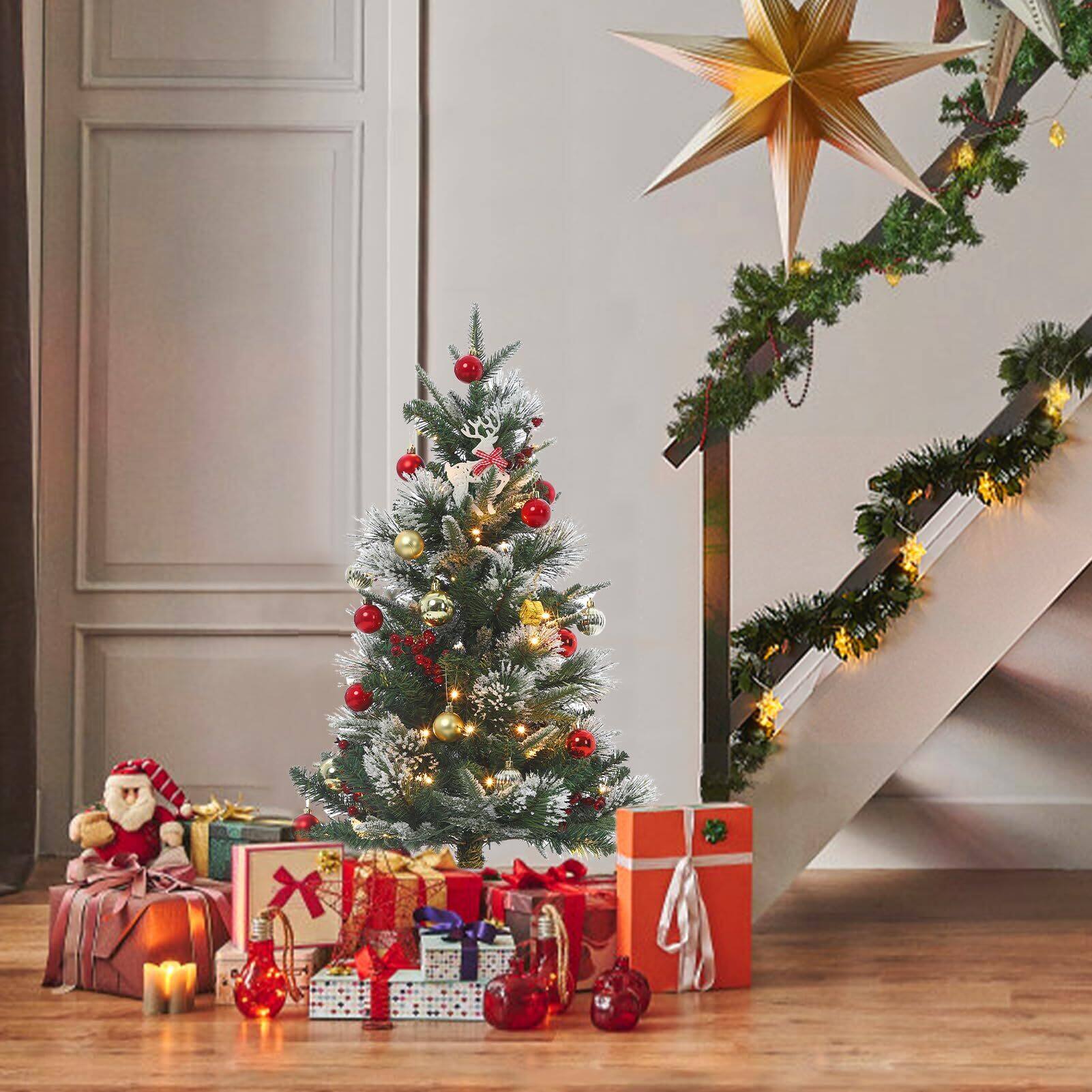 Alt View 5. Acekool - 3 Ft Christmas Tree, Fiber Optic Light-Style Artificial Christmas Tree with Base, Xmas Tree with Timer - Green.