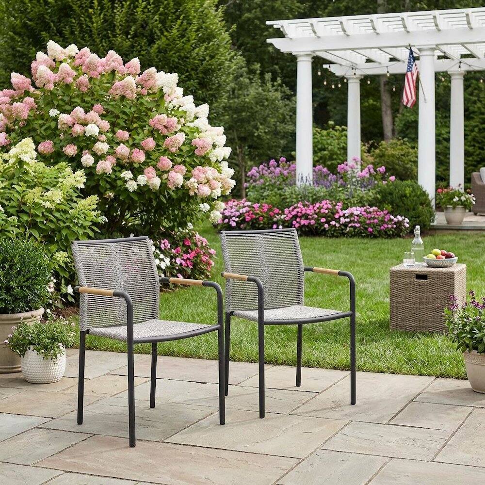 Left. Outdoor Escape - Outdoor Patio Lounge Chairs Set Of 2 With Armrests And Supportive Backrests - Gray.